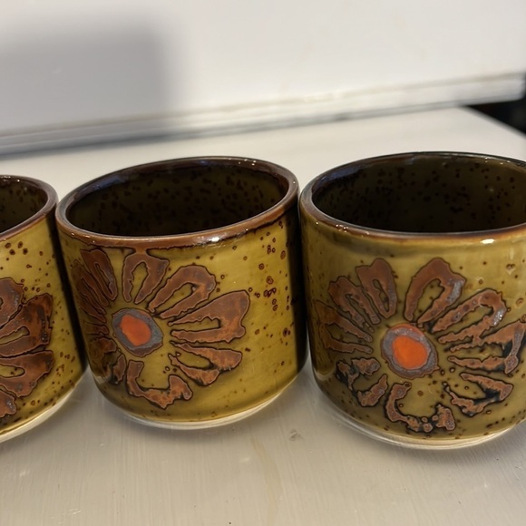Set of 4 Vintage Otagiri Teacups Ceramic Speckled Flower - Picture 3 of 8